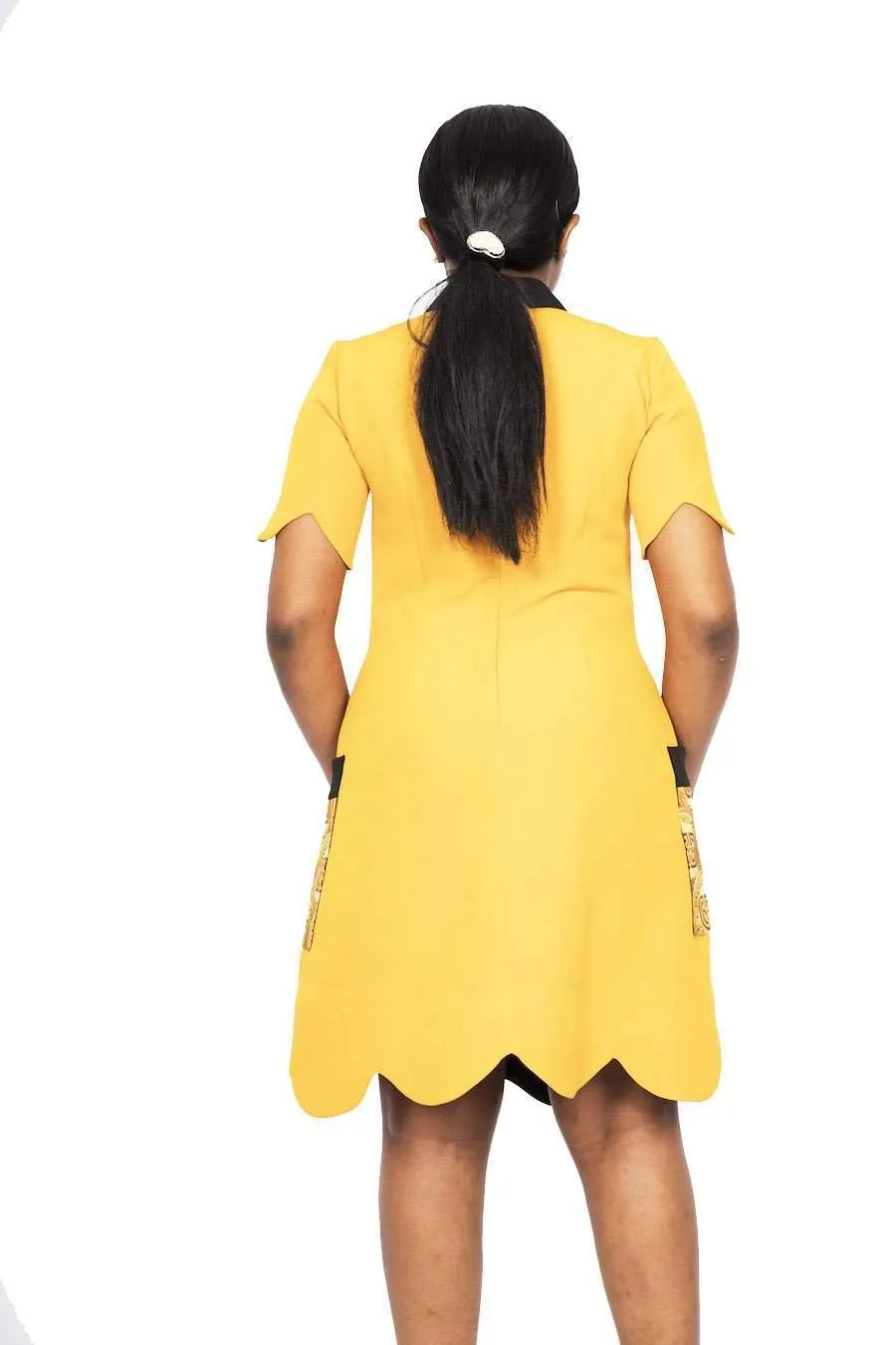 African Office Coin Dress Midi Yellow