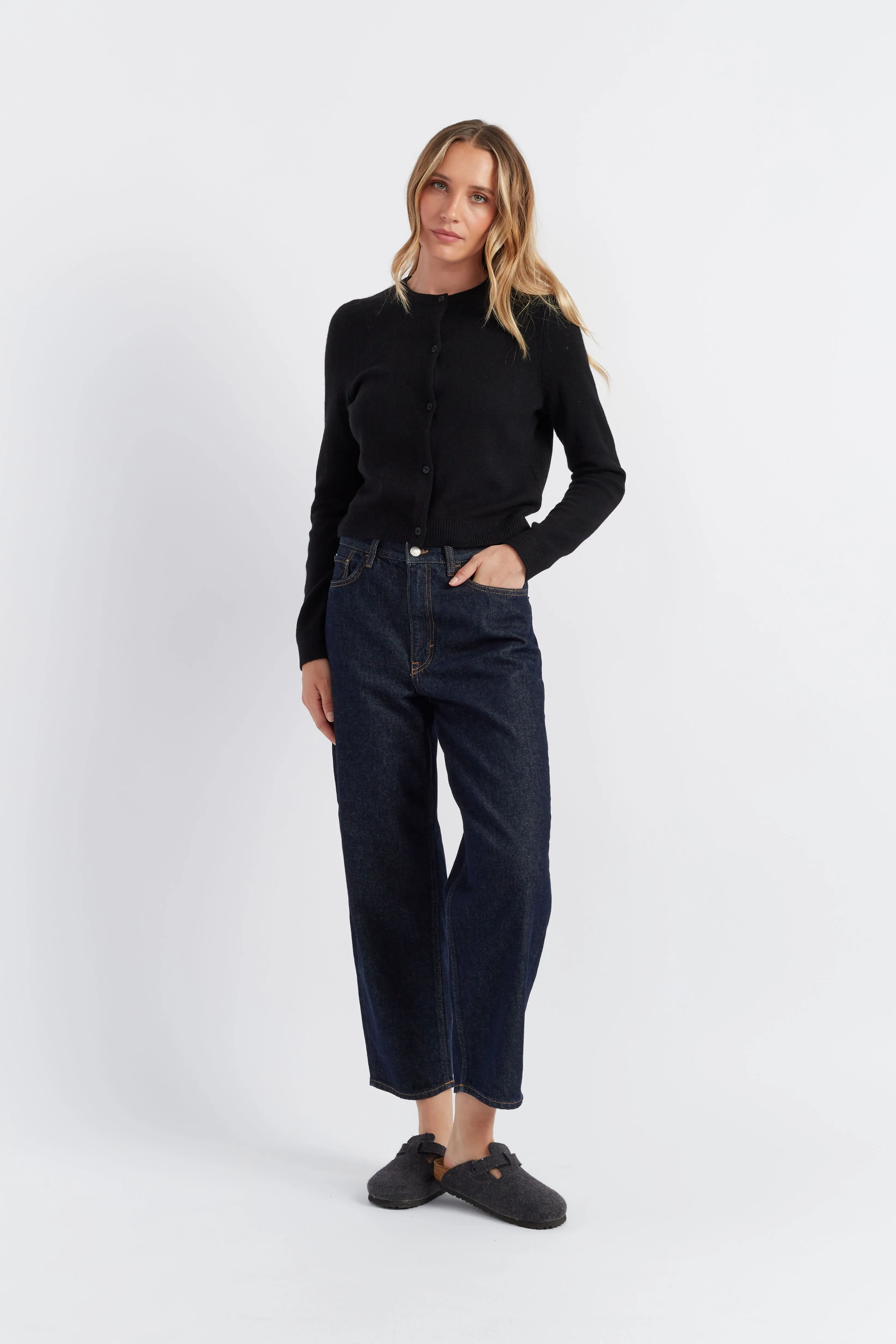 Black Cloud Cashmere Cropped Cardigan