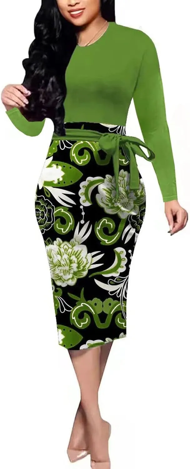 BOGURST Women's Formal Church Dresses Elegant Midi Dress Office Pencil Dress for Work Funeral Cocktail Dresses
