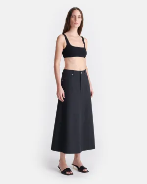 Cintia - Wool Twill Midi Skirt - Grey Melange