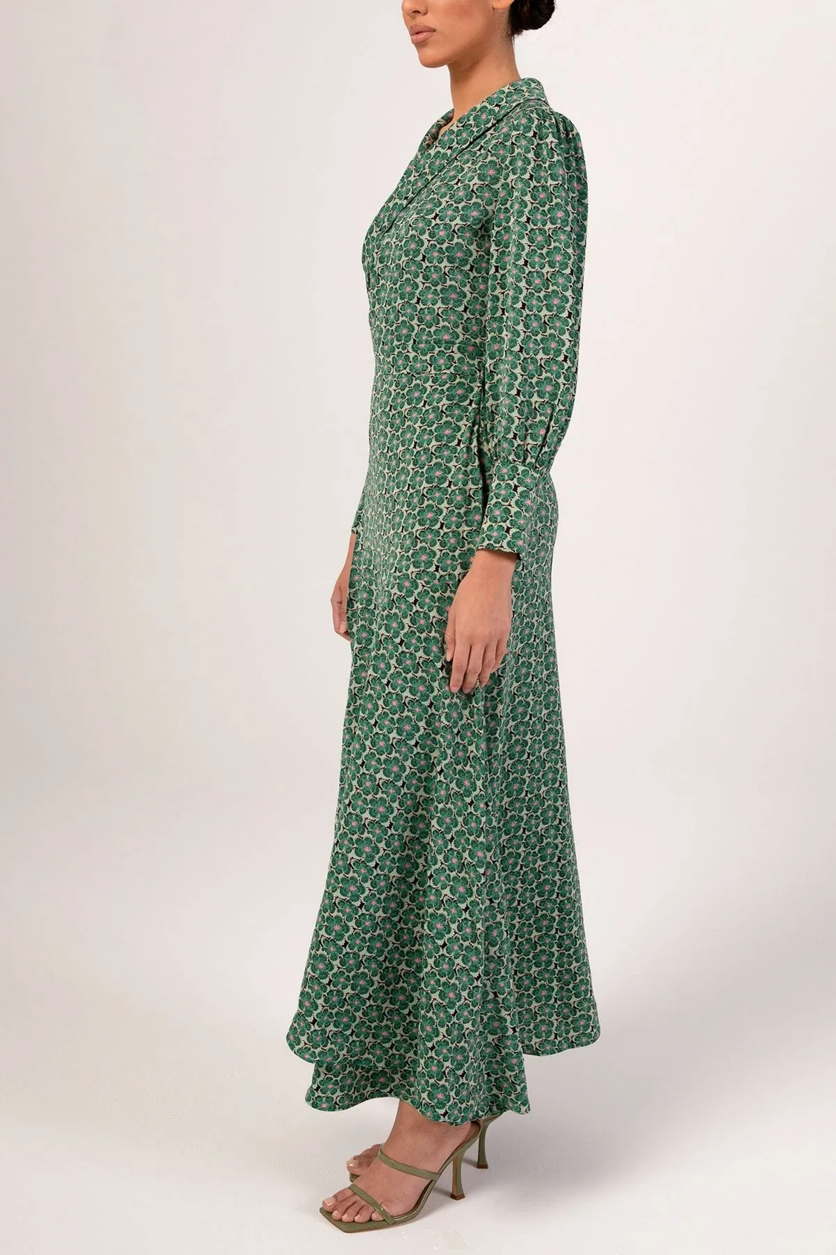 Emaly Green Garden Floral Maxi Dress