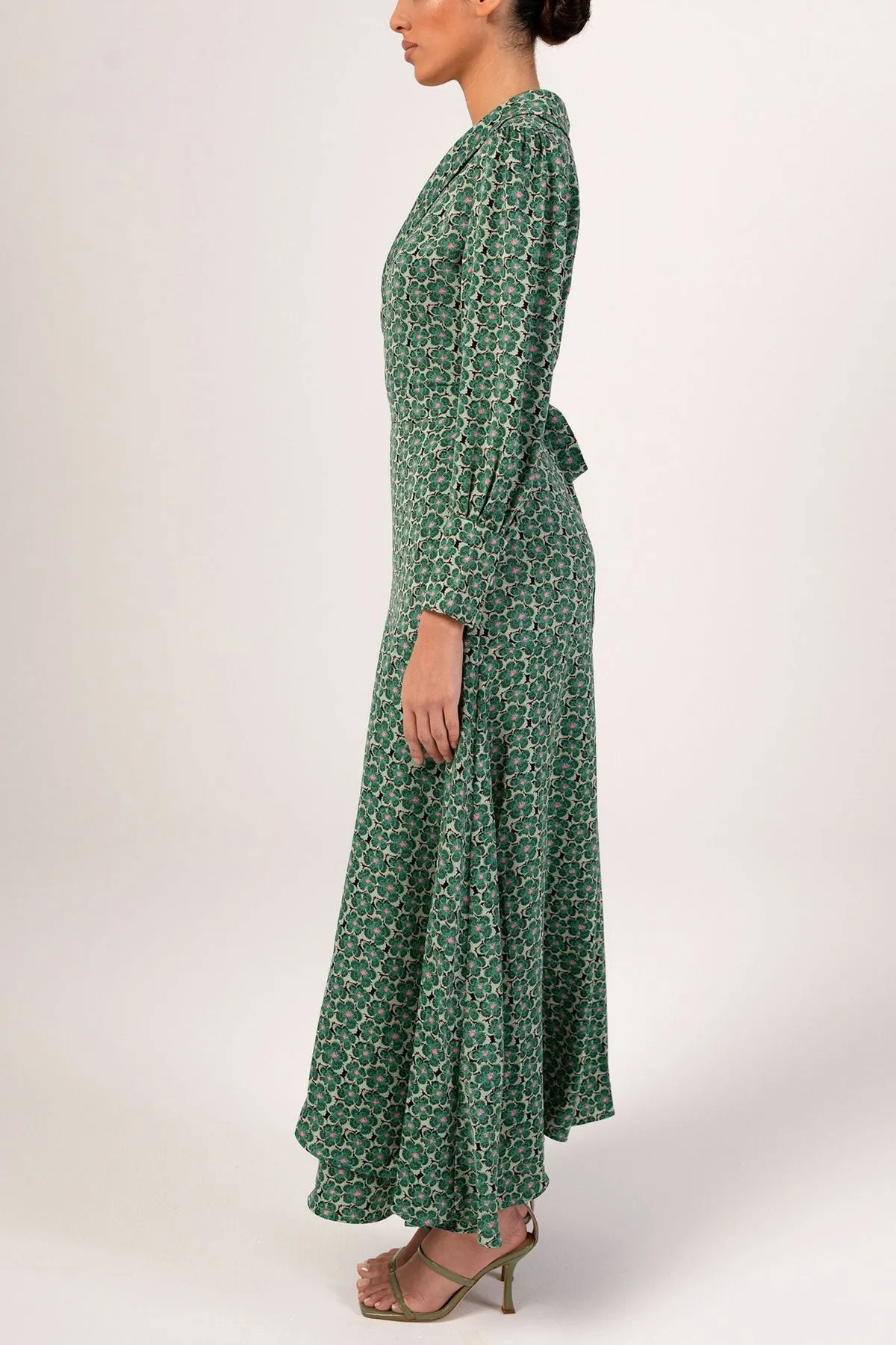 Emaly Green Garden Floral Maxi Dress