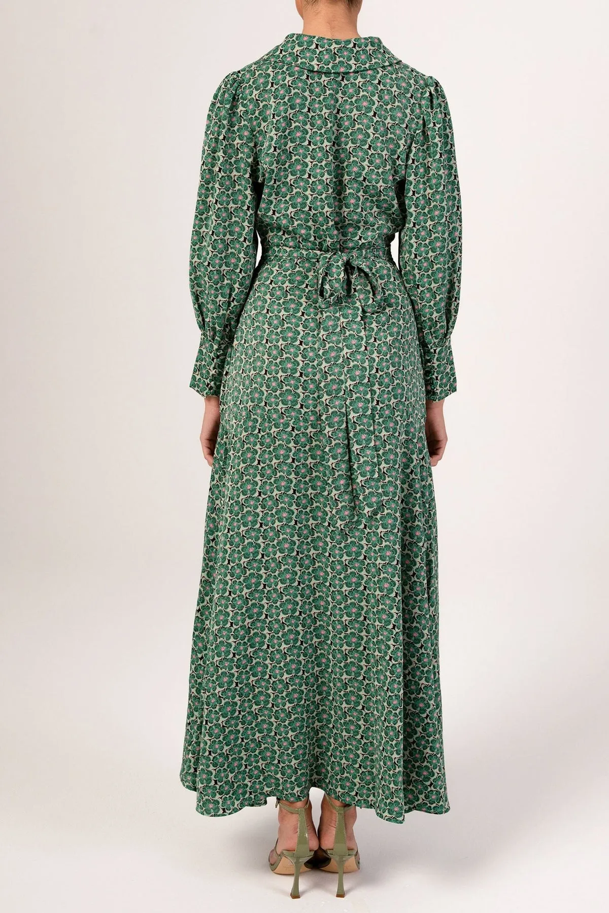 Emaly Green Garden Floral Maxi Dress