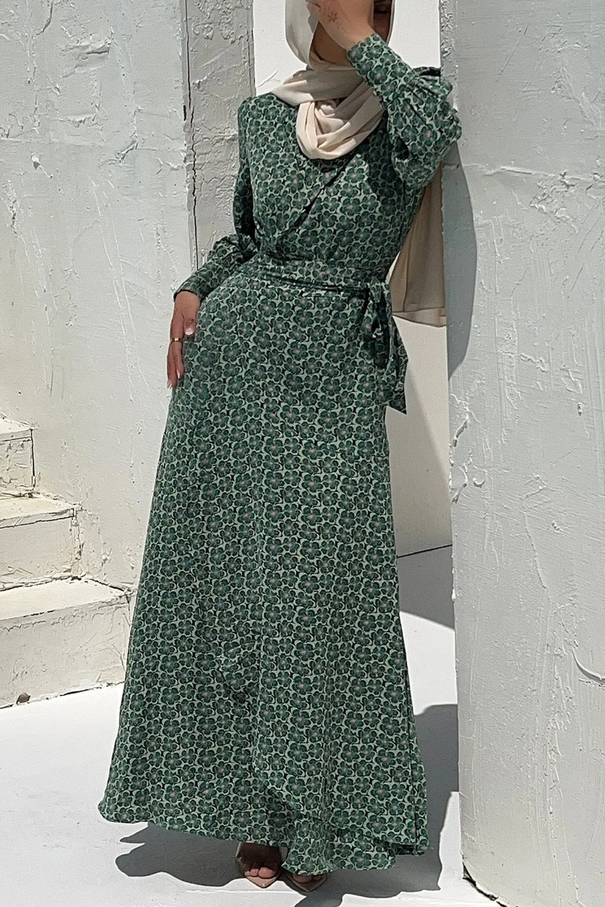 Emaly Green Garden Floral Maxi Dress