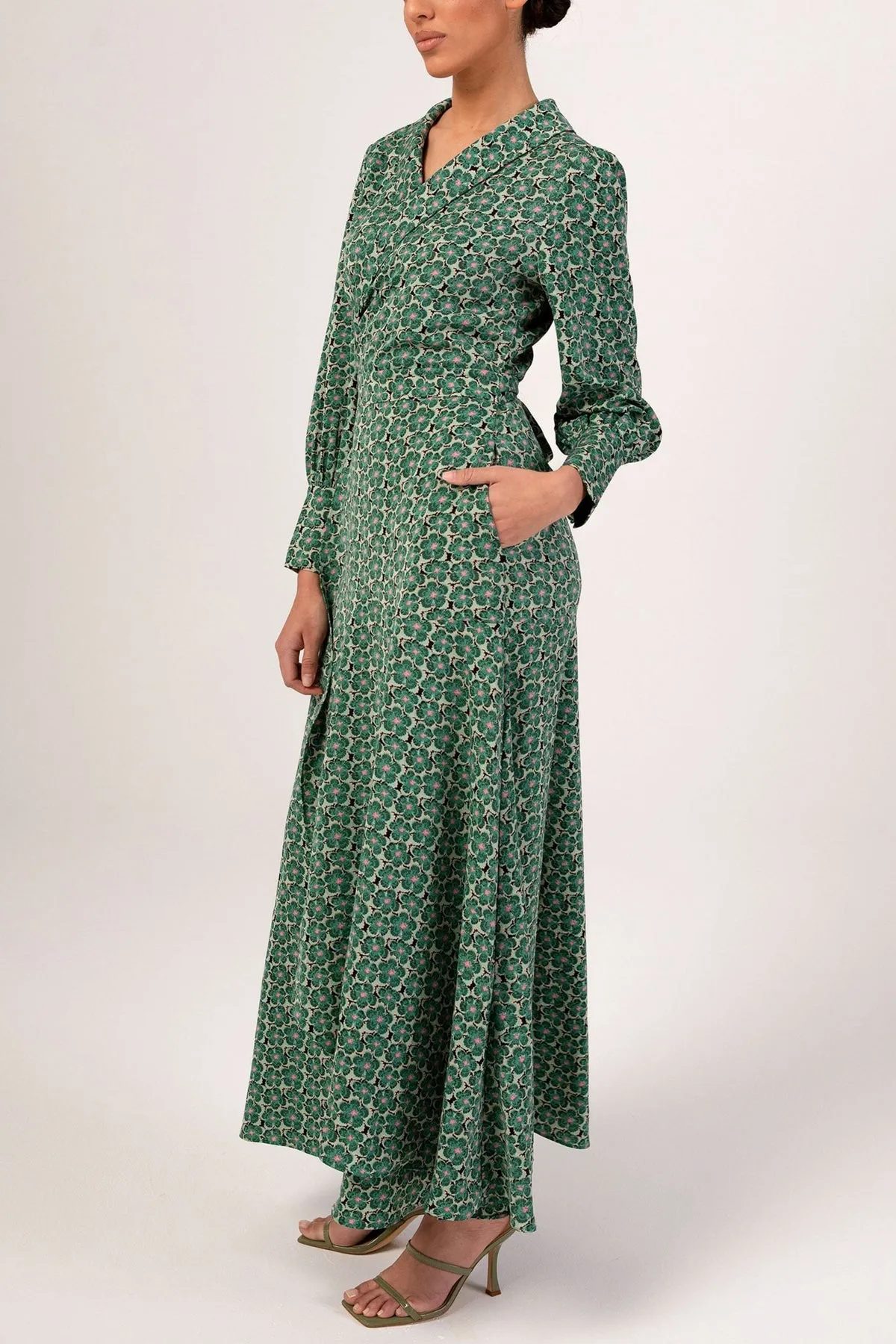 Emaly Green Garden Floral Maxi Dress