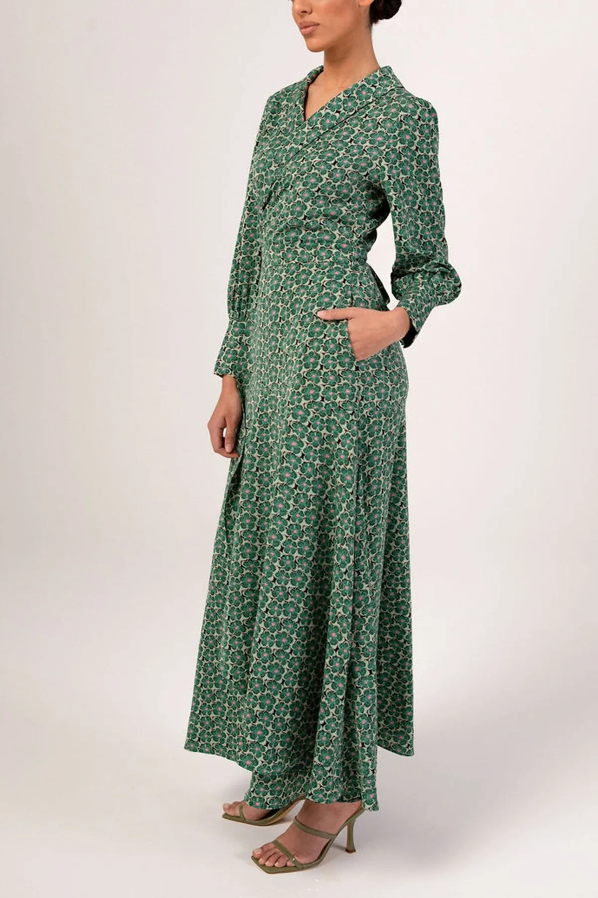 Emaly Green Garden Floral Maxi Dress