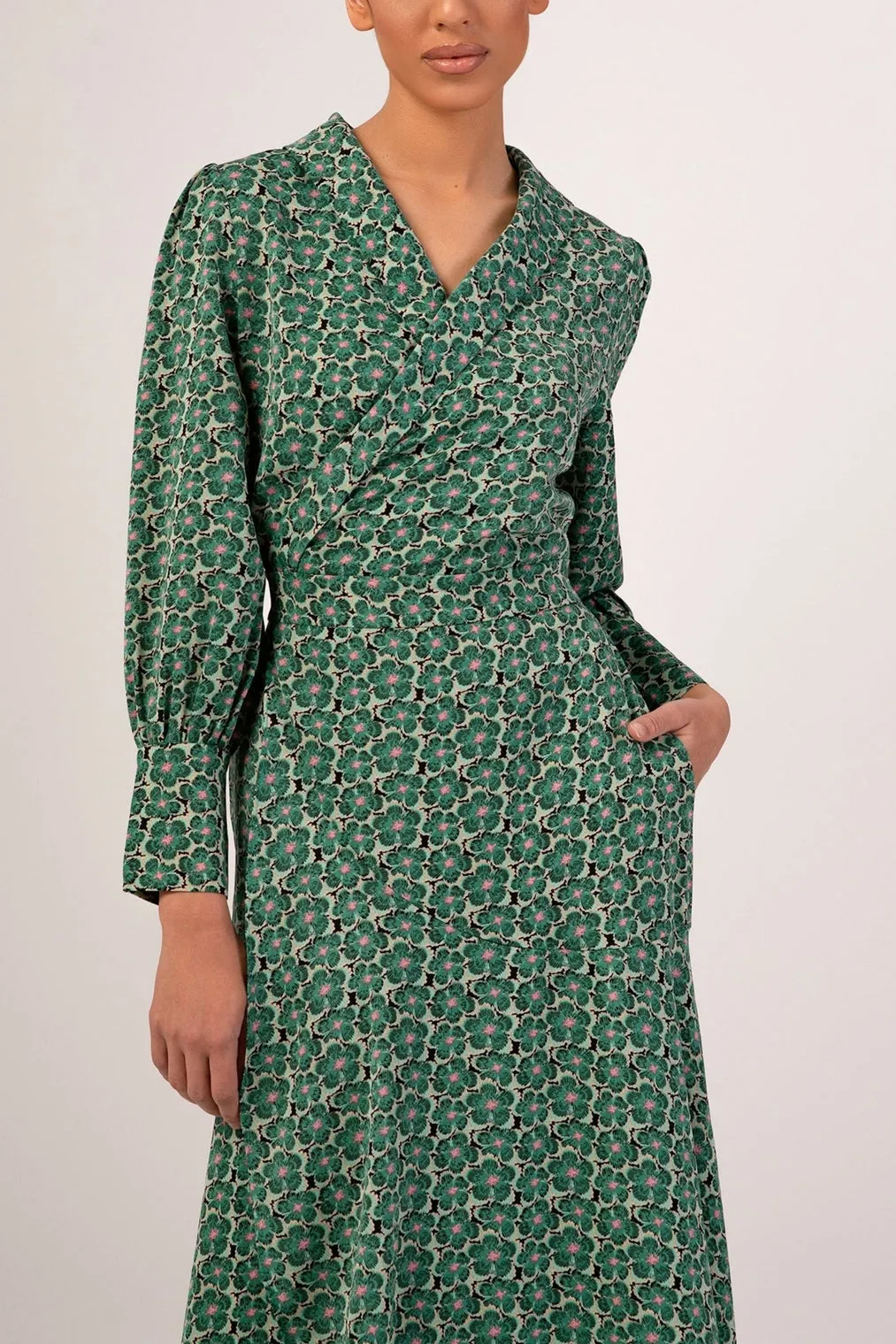 Emaly Green Garden Floral Maxi Dress