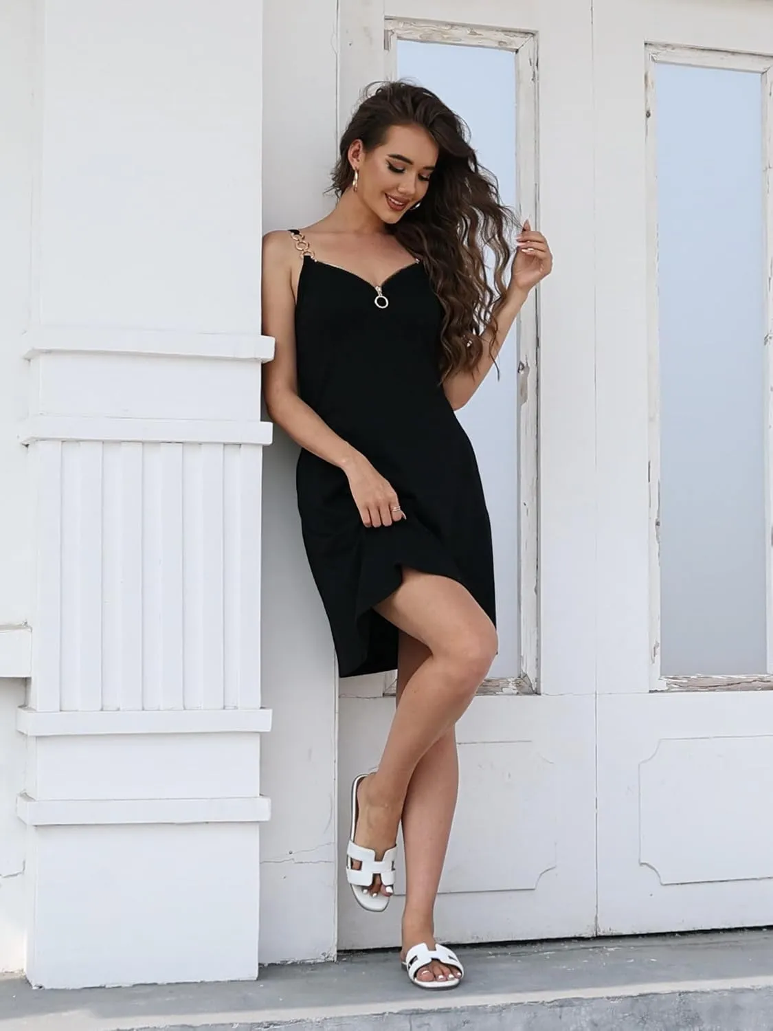 ETCYY Women's Summer Dresses 2025 Casual Sleeveless V Neck Loose Cover Up Beach Sundresses with Pockets