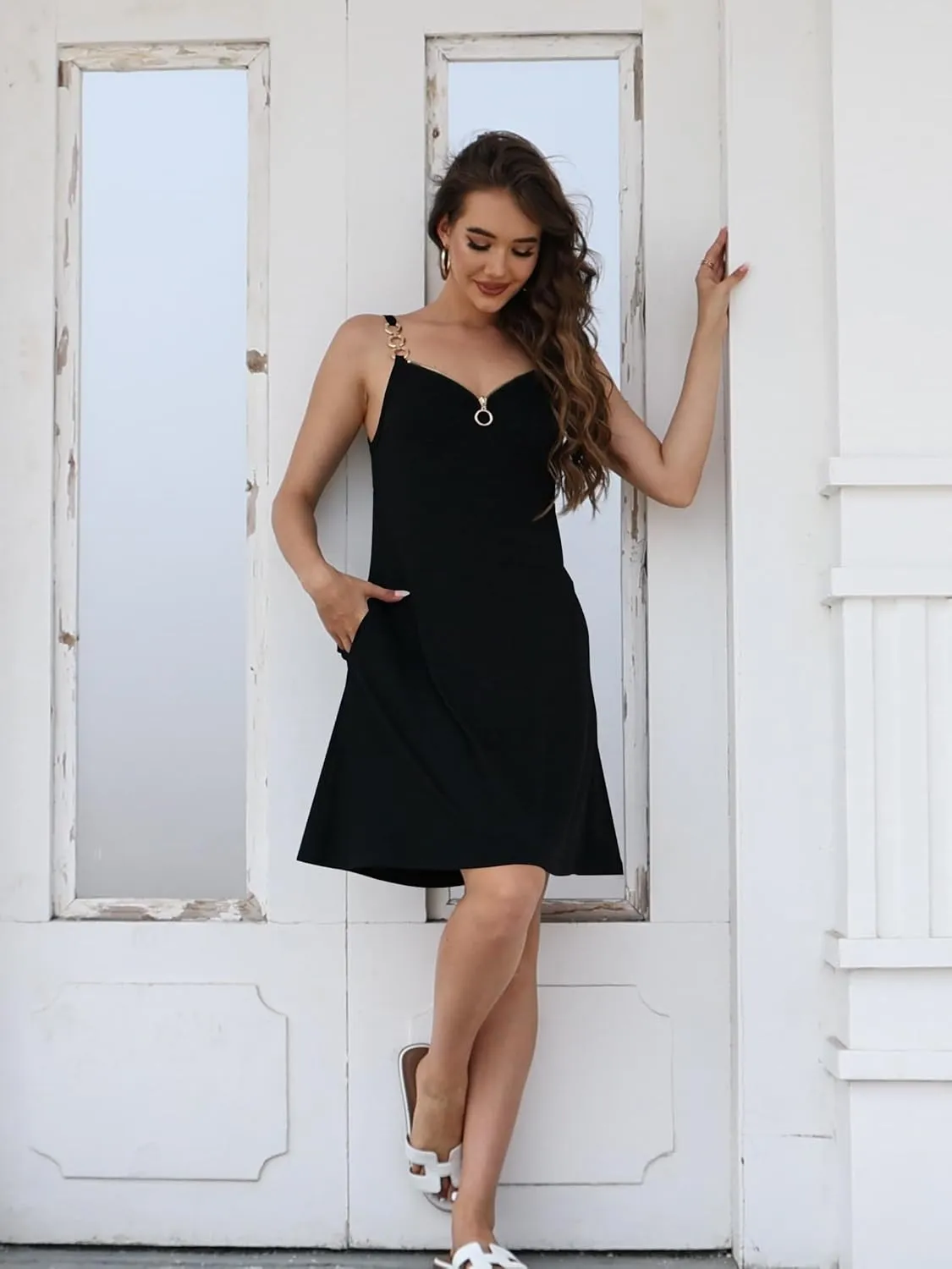 ETCYY Women's Summer Dresses 2025 Casual Sleeveless V Neck Loose Cover Up Beach Sundresses with Pockets