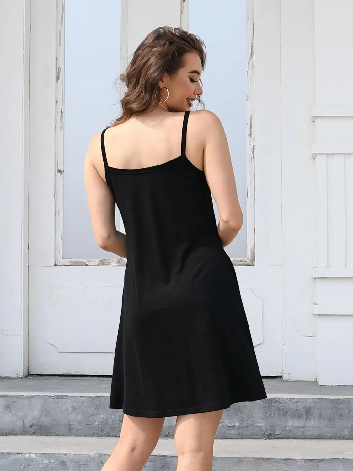 ETCYY Women's Summer Dresses 2025 Casual Sleeveless V Neck Loose Cover Up Beach Sundresses with Pockets