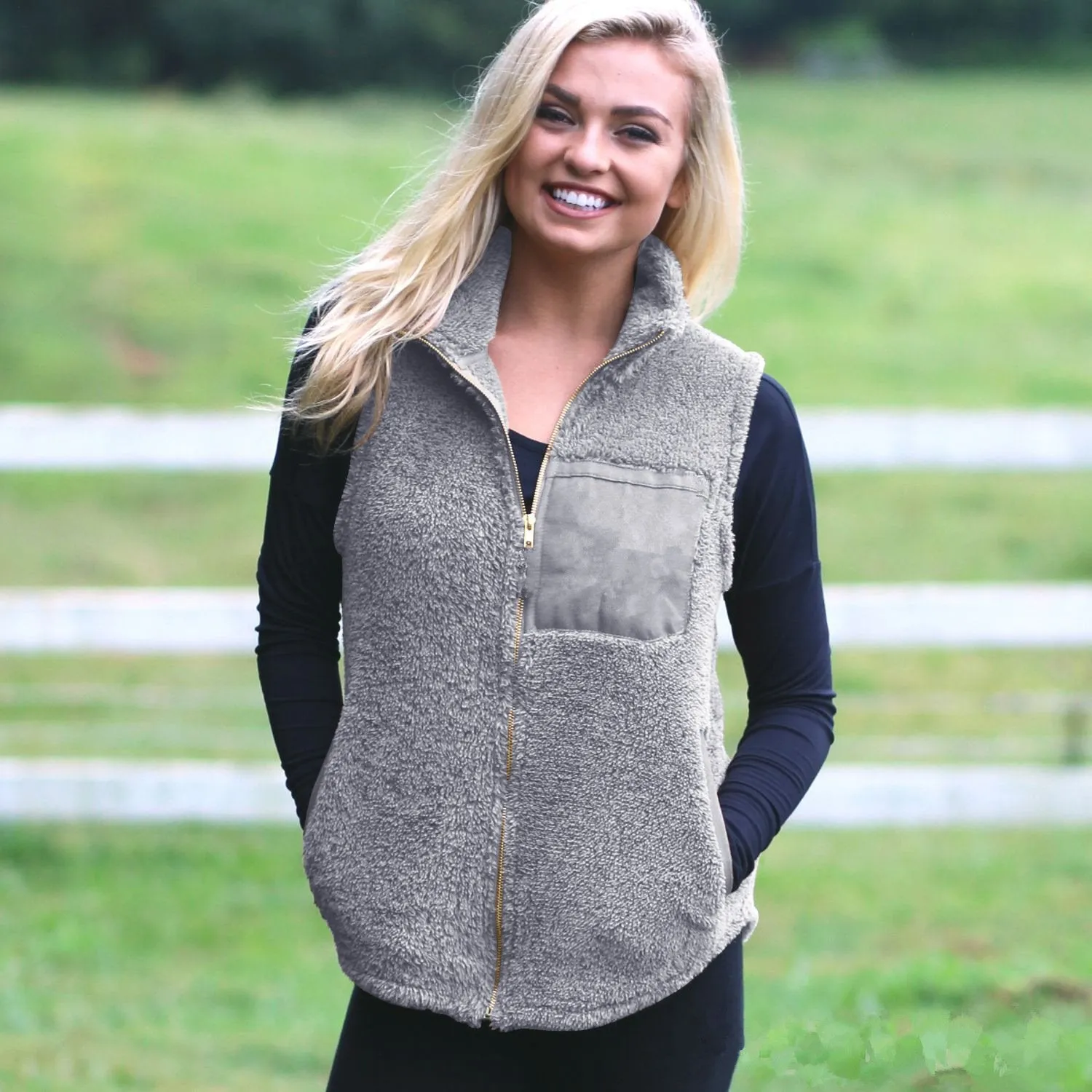Fall Warm Zipper Vest with Pockets