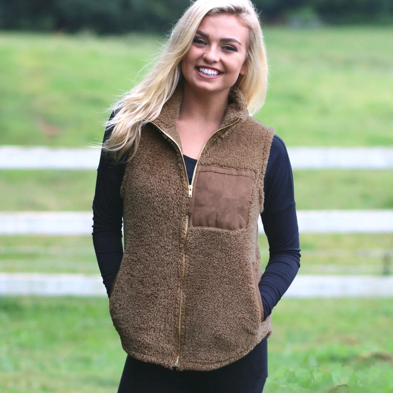 Fall Warm Zipper Vest with Pockets