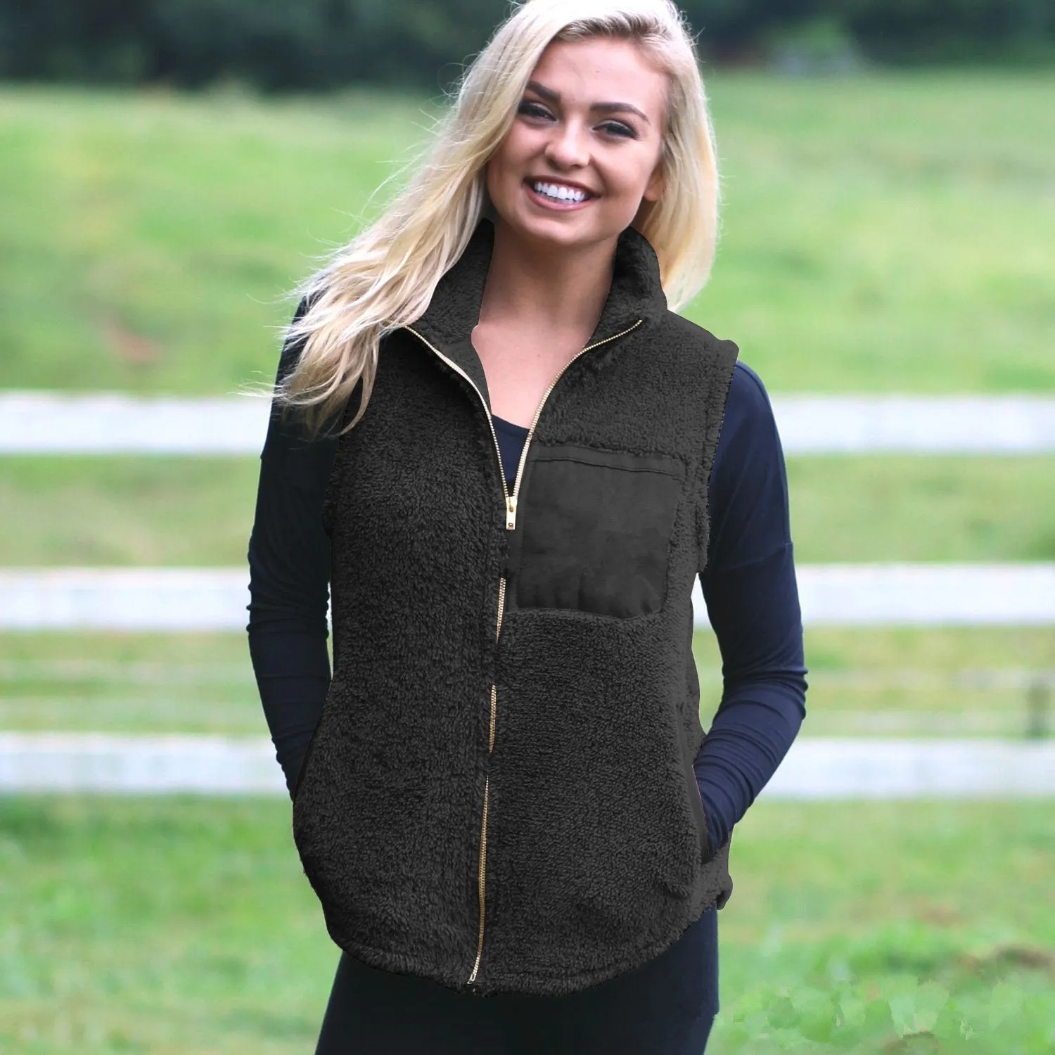 Fall Warm Zipper Vest with Pockets