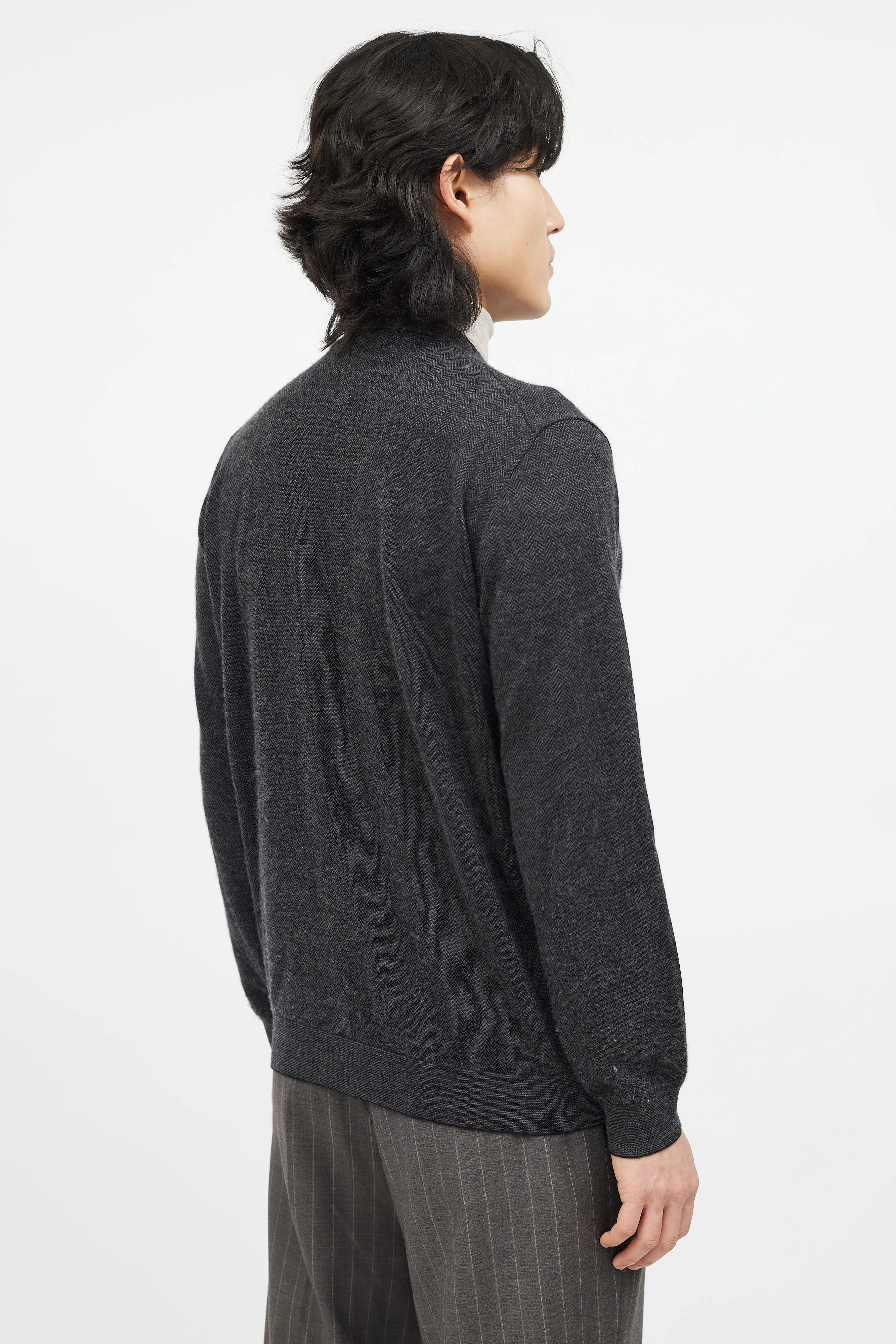 Grey Cashmere Knit Cardgian