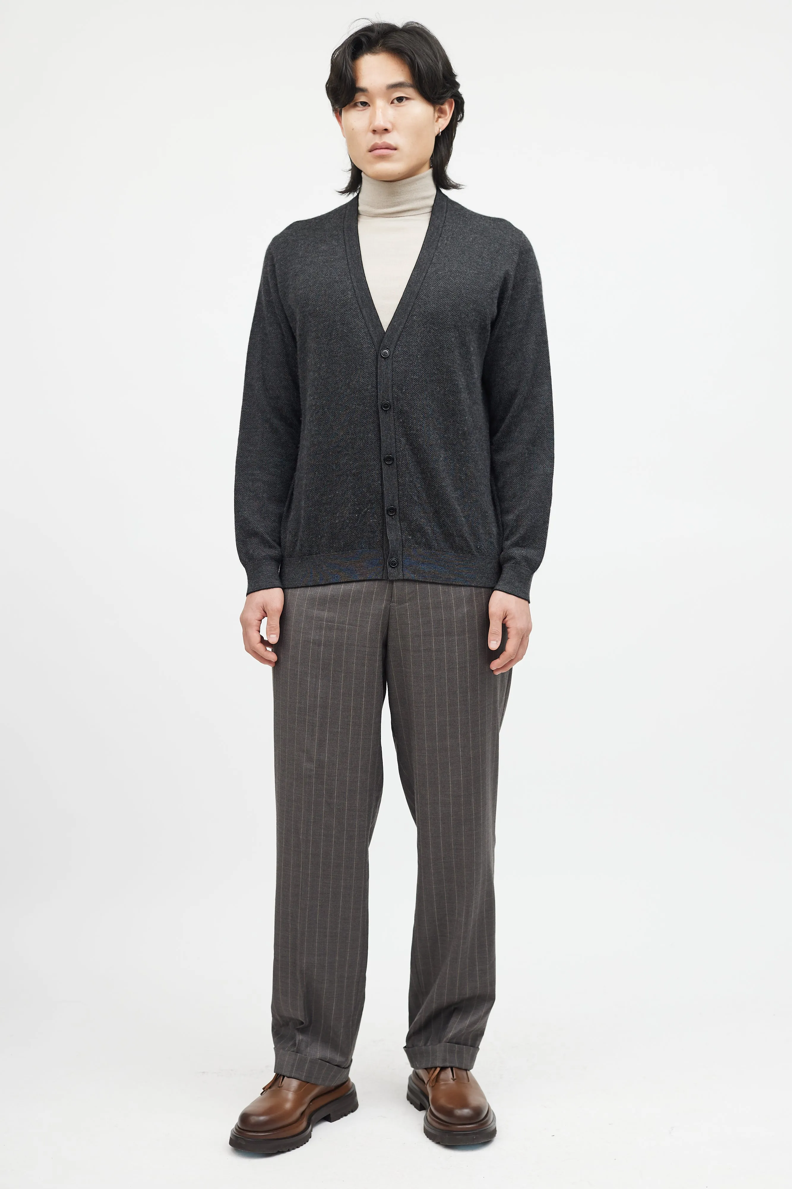 Grey Cashmere Knit Cardgian