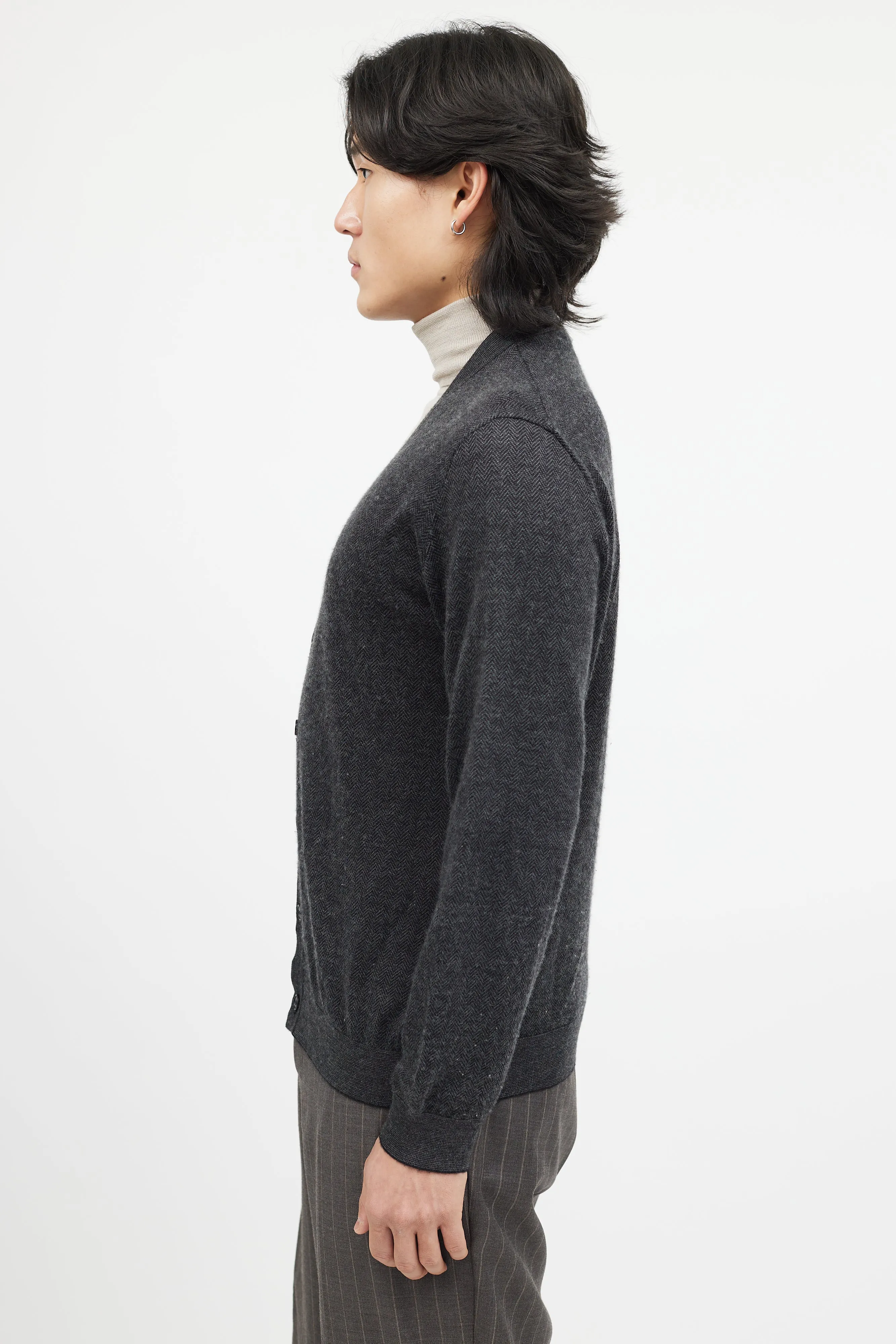 Grey Cashmere Knit Cardgian
