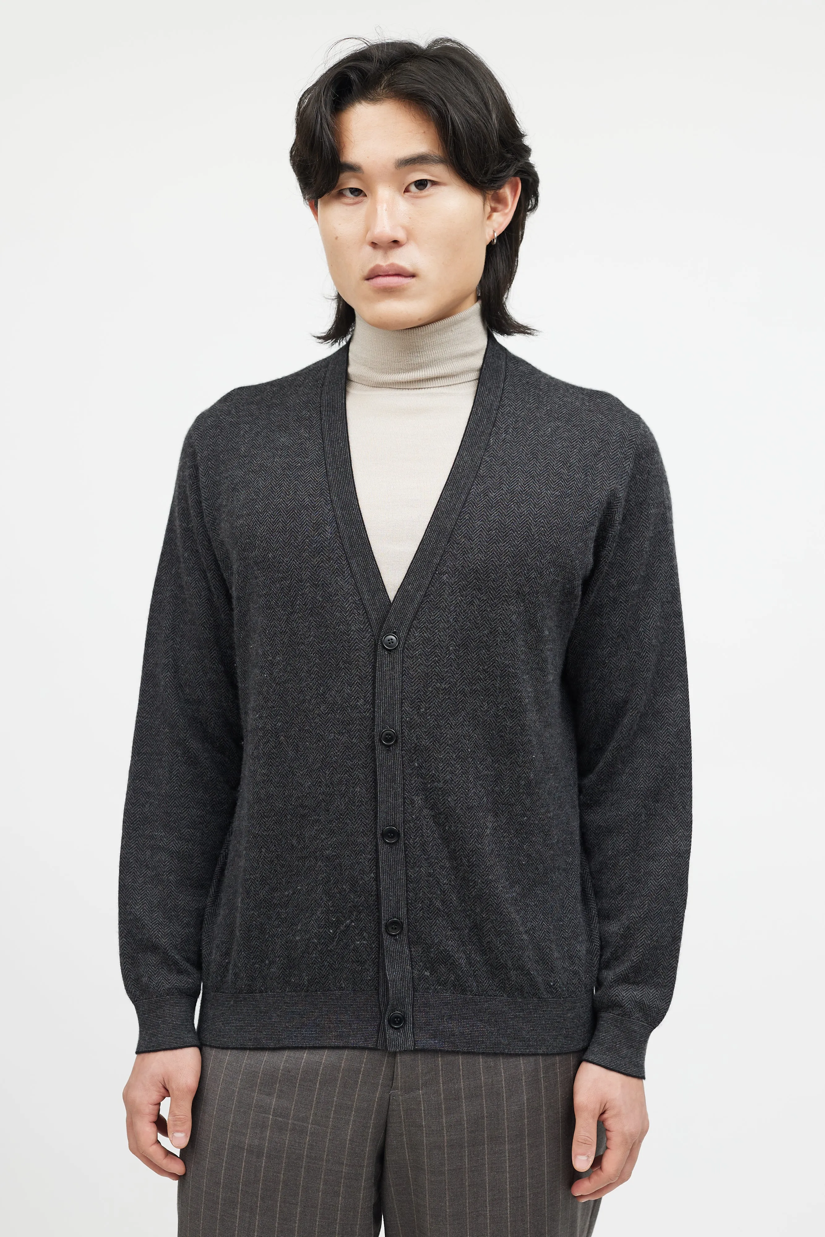 Grey Cashmere Knit Cardgian