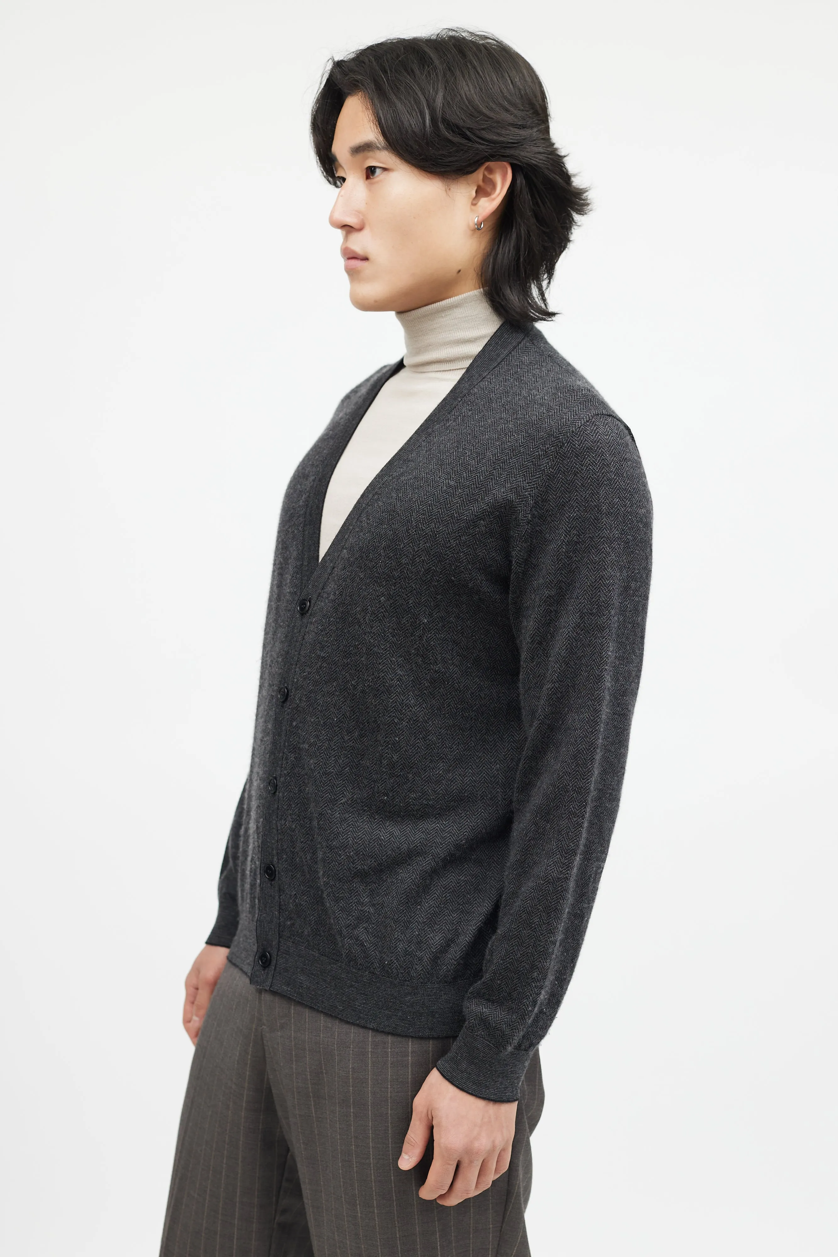 Grey Cashmere Knit Cardgian