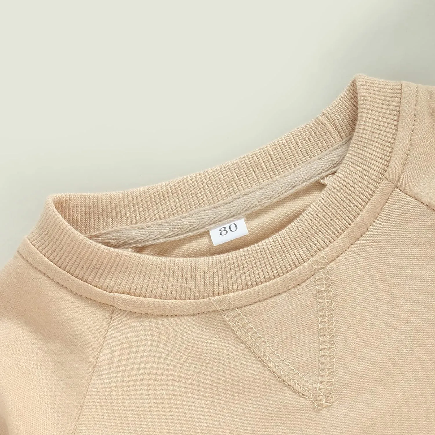 Gueuusu Toddler Kids Baby Boy Girl Crewneck Sweatshirt Cotton Long Sleeve Solid Color Pullover Top Casual Spring Fall Clothes