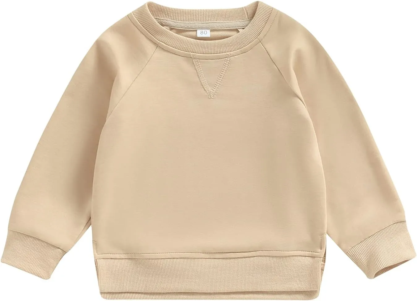 Gueuusu Toddler Kids Baby Boy Girl Crewneck Sweatshirt Cotton Long Sleeve Solid Color Pullover Top Casual Spring Fall Clothes