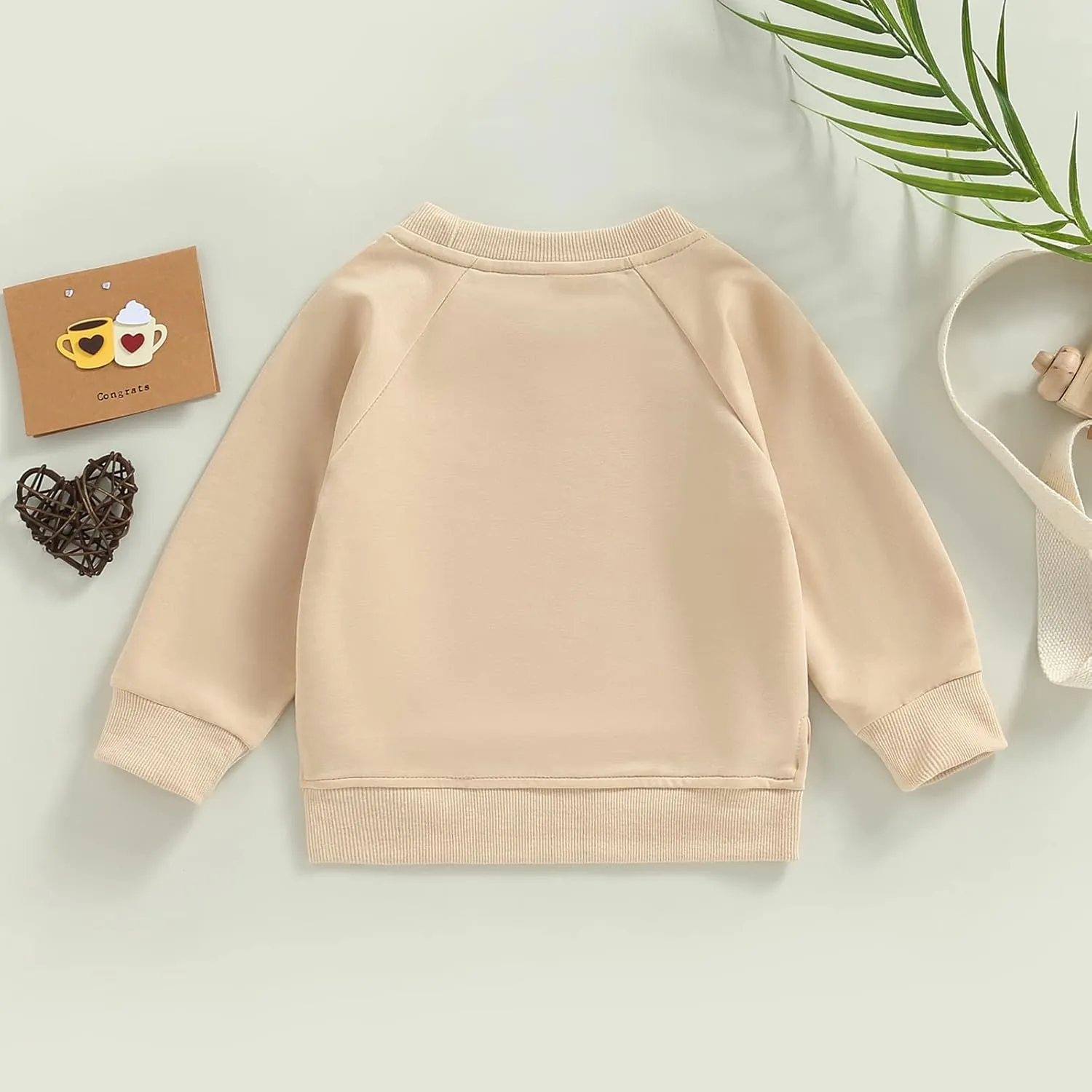 Gueuusu Toddler Kids Baby Boy Girl Crewneck Sweatshirt Cotton Long Sleeve Solid Color Pullover Top Casual Spring Fall Clothes