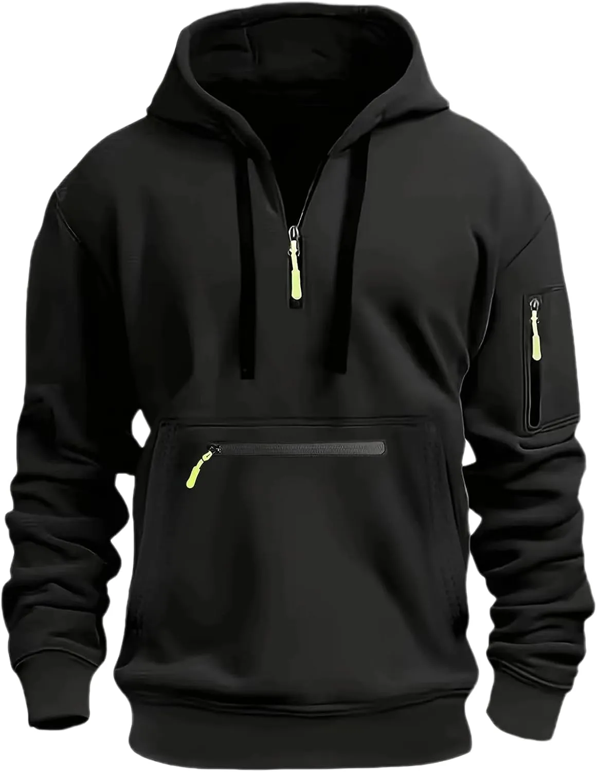 Hoodies for Men Quarter Zip Pullover Tactical Sweatshirt Vintage Long Sleeve Casual Fashion Hoodie With Pockets