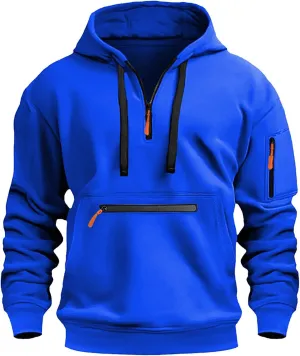 Hoodies for Men Quarter Zip Pullover Tactical Sweatshirt Vintage Long Sleeve Casual Fashion Hoodie With Pockets