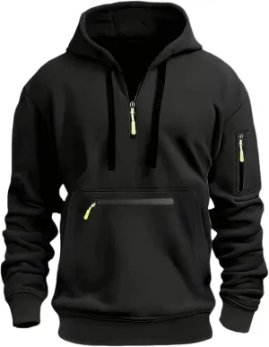 Hoodies for Men Quarter Zip Pullover Tactical Sweatshirt Vintage Long Sleeve Casual Fashion Hoodie With Pockets