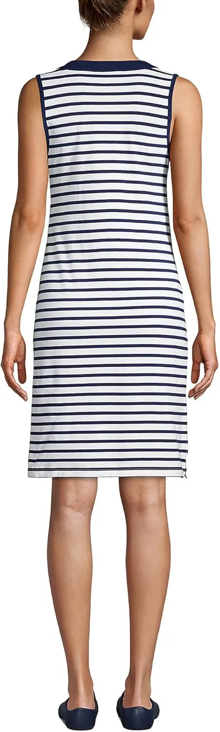 Lands' End Women's Cotton Jersey Sleeveless Swim Cover-up Dress