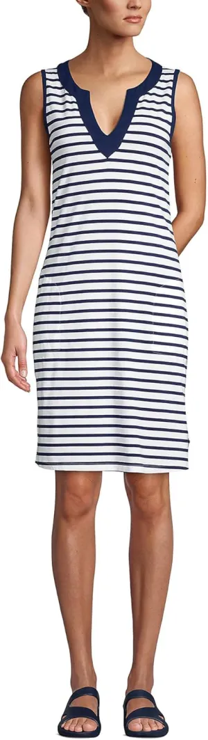 Lands' End Women's Cotton Jersey Sleeveless Swim Cover-up Dress