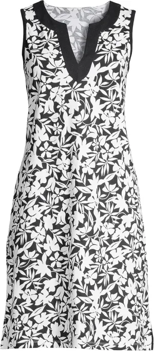 Lands' End Women's Cotton Jersey Sleeveless Swim Cover-up Dress