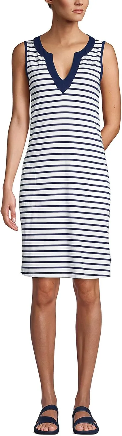 Lands' End Women's Cotton Jersey Sleeveless Swim Cover-up Dress