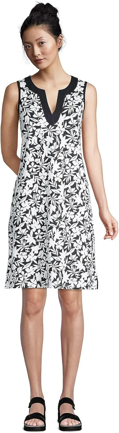Lands' End Women's Cotton Jersey Sleeveless Swim Cover-up Dress