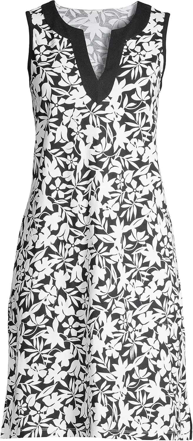 Lands' End Women's Cotton Jersey Sleeveless Swim Cover-up Dress