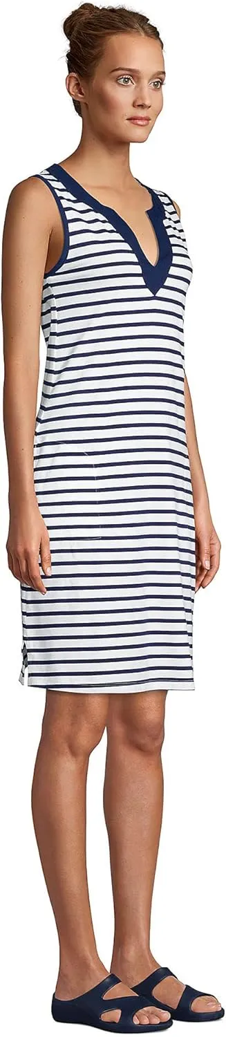 Lands' End Women's Cotton Jersey Sleeveless Swim Cover-up Dress