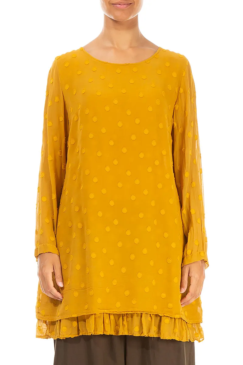 Layered Dotty Mustard Silk Tunic