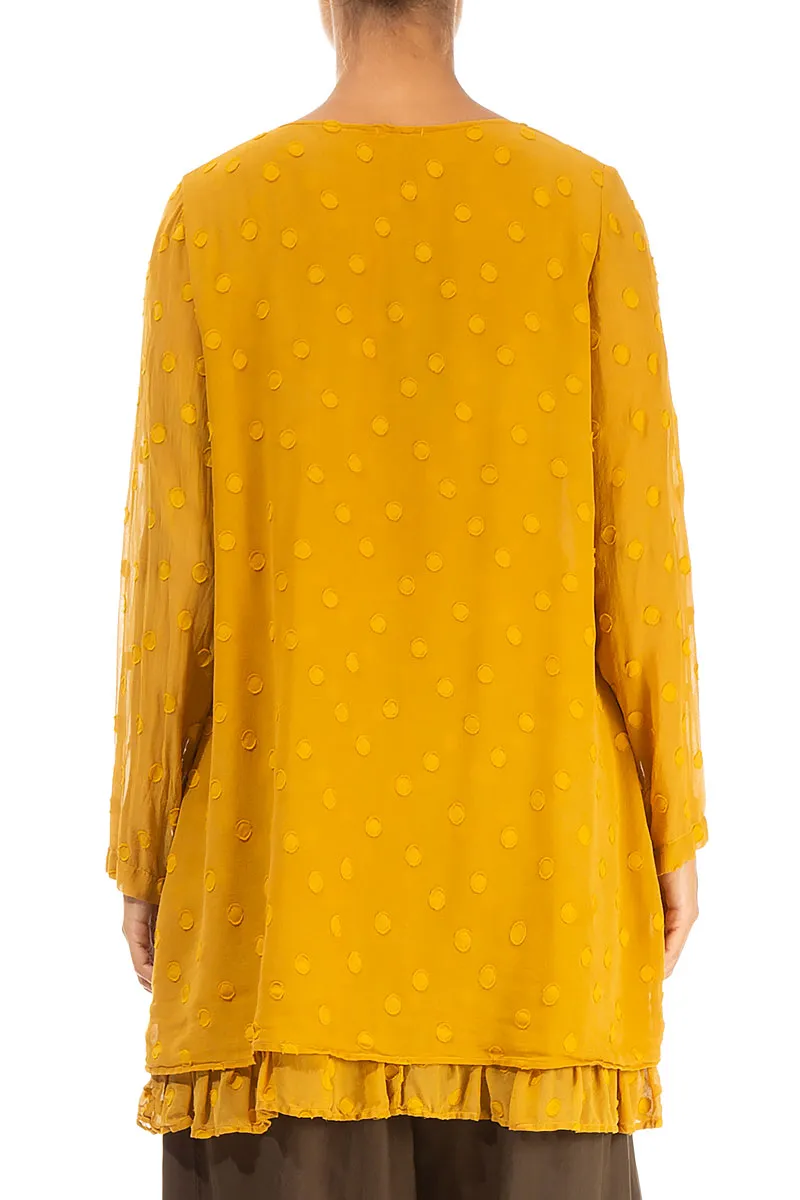 Layered Dotty Mustard Silk Tunic