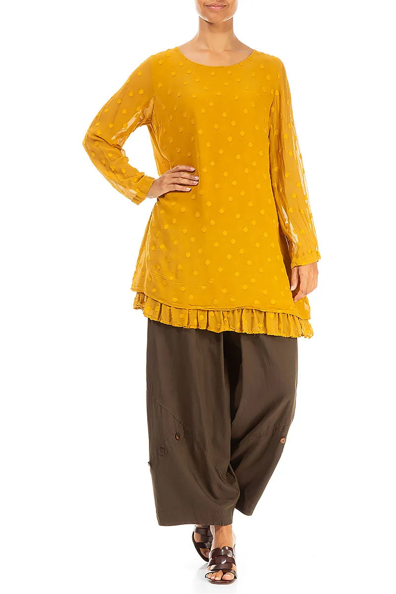 Layered Dotty Mustard Silk Tunic