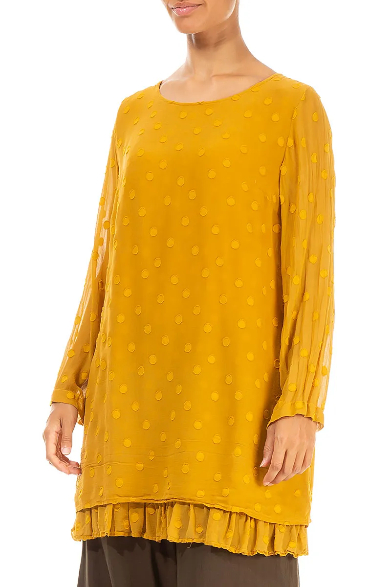 Layered Dotty Mustard Silk Tunic
