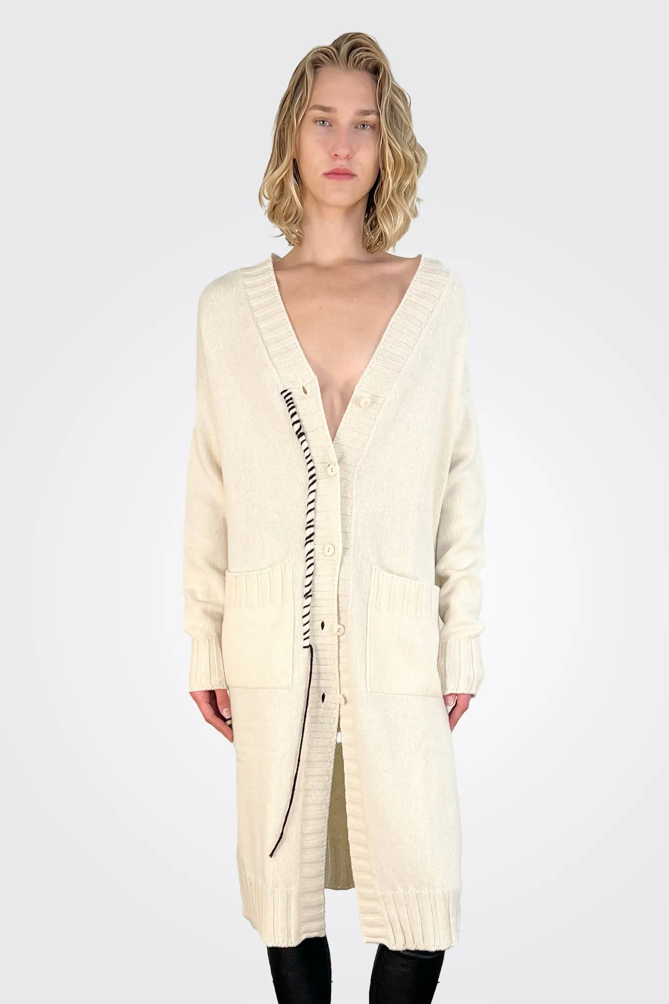 Long Boxy Cardigan - Natural