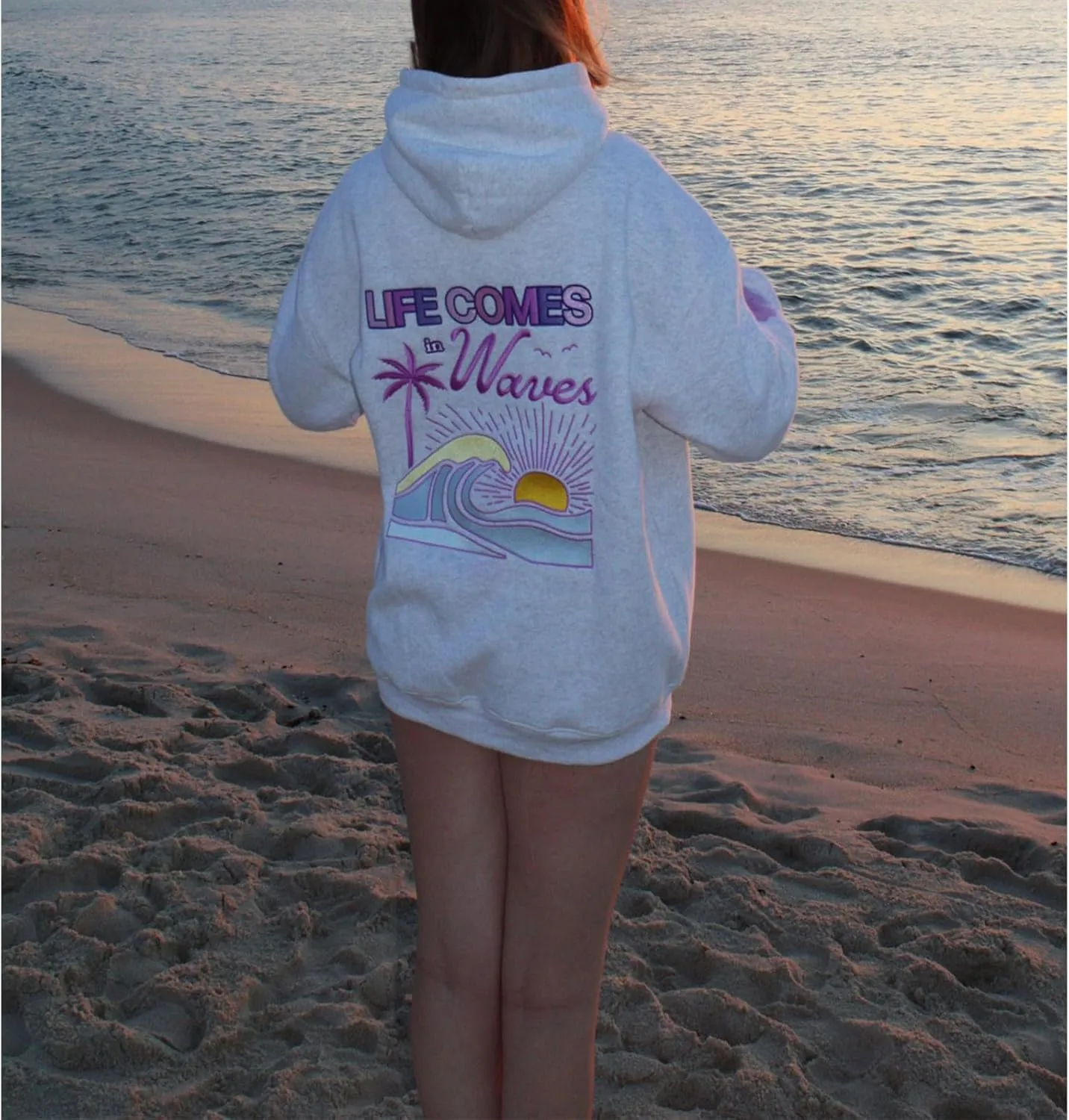 Meiweileya Womens Y2k Oversized Graphic Flower Printed Preppy Hoodies Palm Letter Aesthetics Jacket