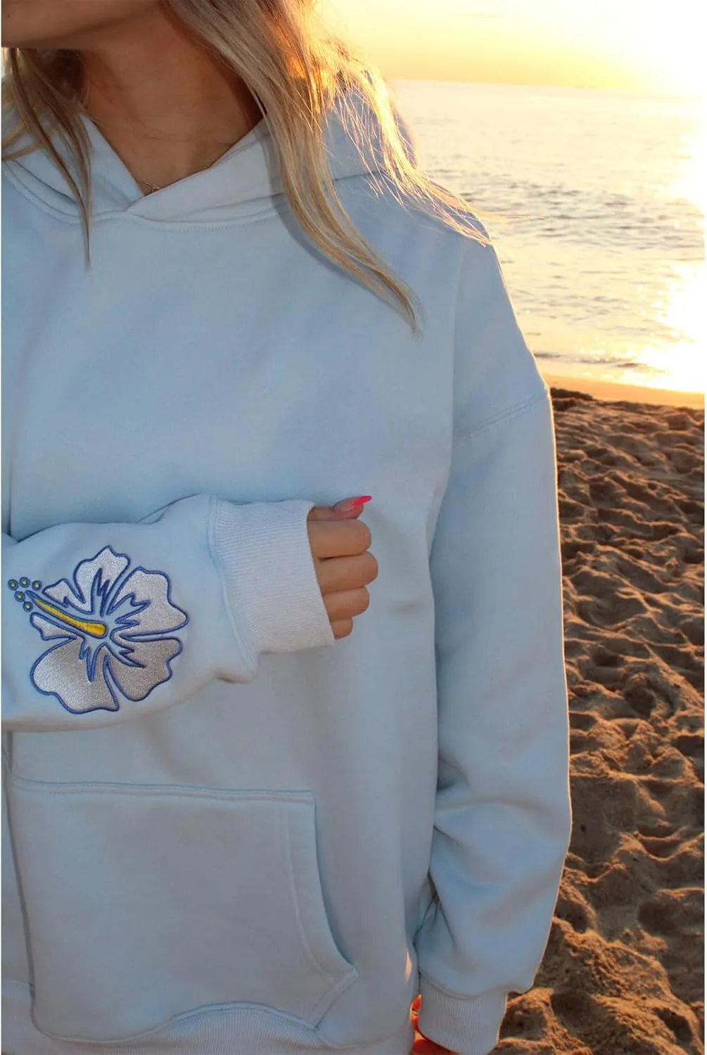 Meiweileya Womens Y2k Oversized Graphic Flower Printed Preppy Hoodies Palm Letter Aesthetics Jacket