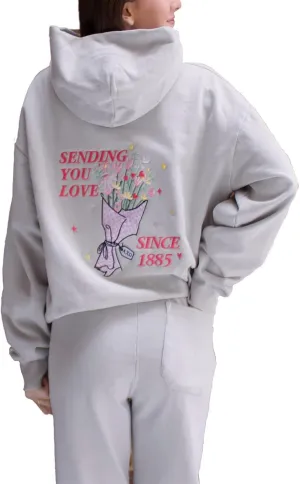 Meiweileya Womens Y2k Oversized Graphic Flower Printed Preppy Hoodies Palm Letter Aesthetics Jacket