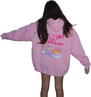 Meiweileya Womens Y2k Oversized Graphic Flower Printed Preppy Hoodies Palm Letter Aesthetics Jacket