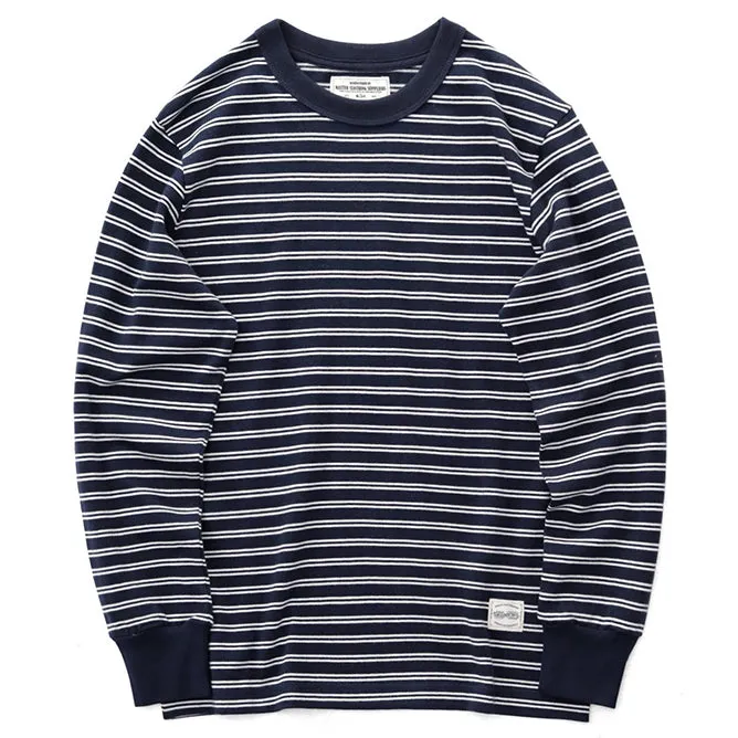 Men's Vintage Autumn Bottom Striped Long Sleeve T-shirt