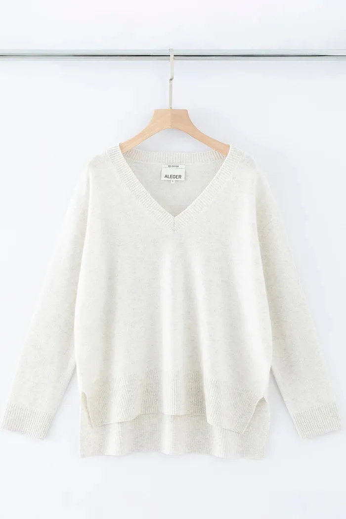 N.21 100% Cashmere Oversized High Low V Neck Terry