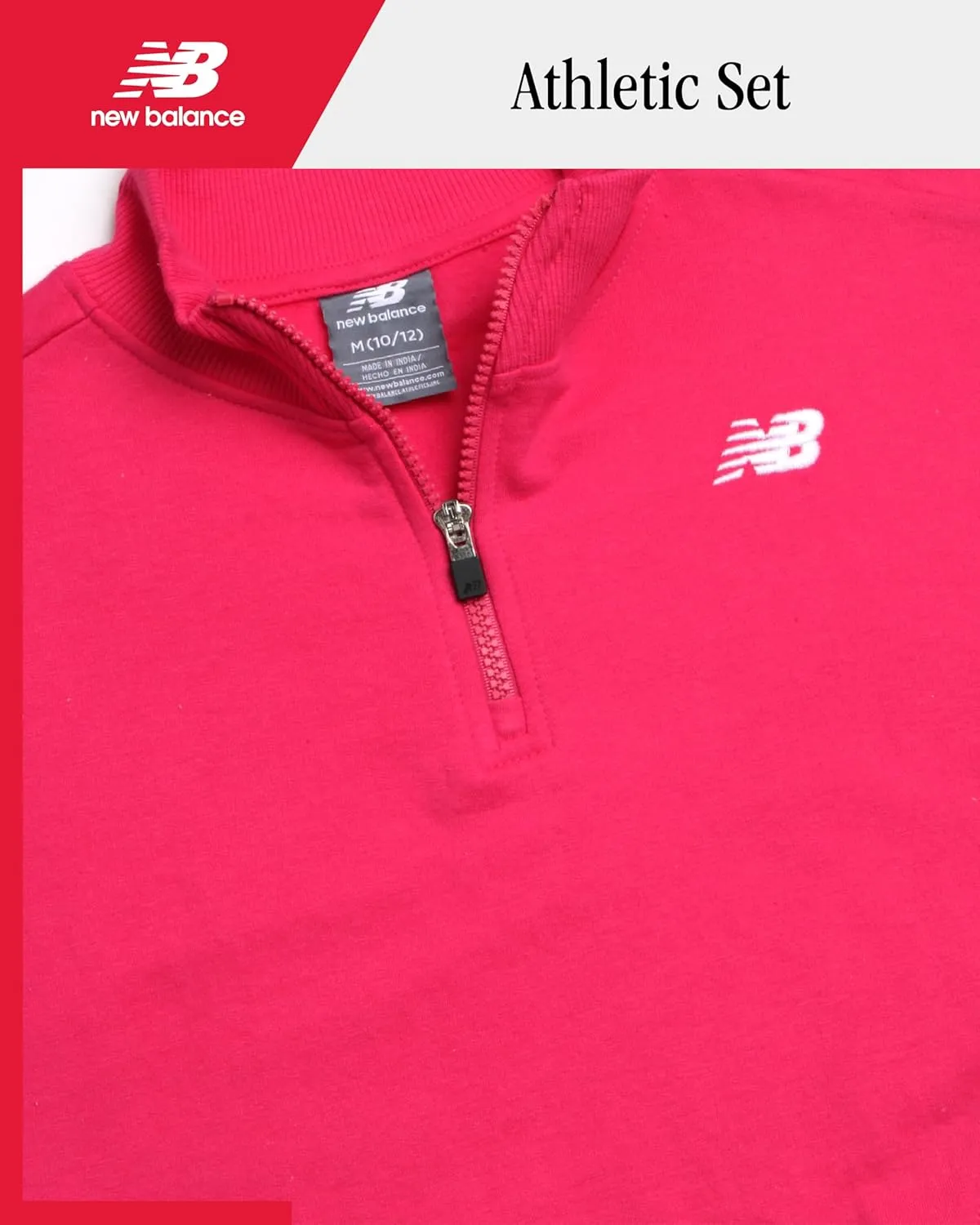 New Balance Girls' Quarter Zip Pullover Shirt - Performance Fleece 1/4 Zip Mock Neck Long Sleeve Sweatshirt for Girls (7-16)
