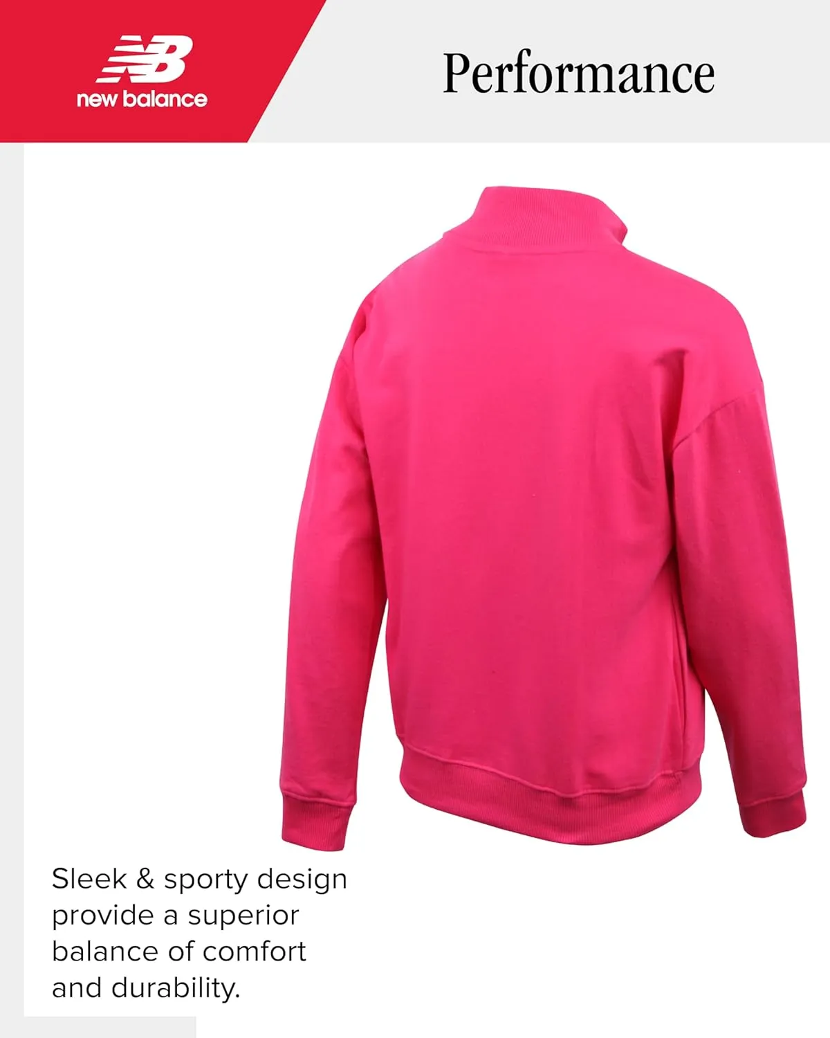 New Balance Girls' Quarter Zip Pullover Shirt - Performance Fleece 1/4 Zip Mock Neck Long Sleeve Sweatshirt for Girls (7-16)