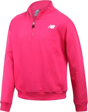 New Balance Girls' Quarter Zip Pullover Shirt - Performance Fleece 1/4 Zip Mock Neck Long Sleeve Sweatshirt for Girls (7-16)