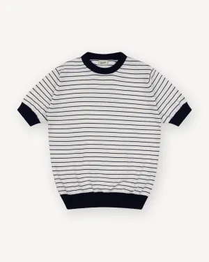White Navy Breton Stripe Knitted T-Shirt White Navy Breton Stripe Knitted T-Shirt